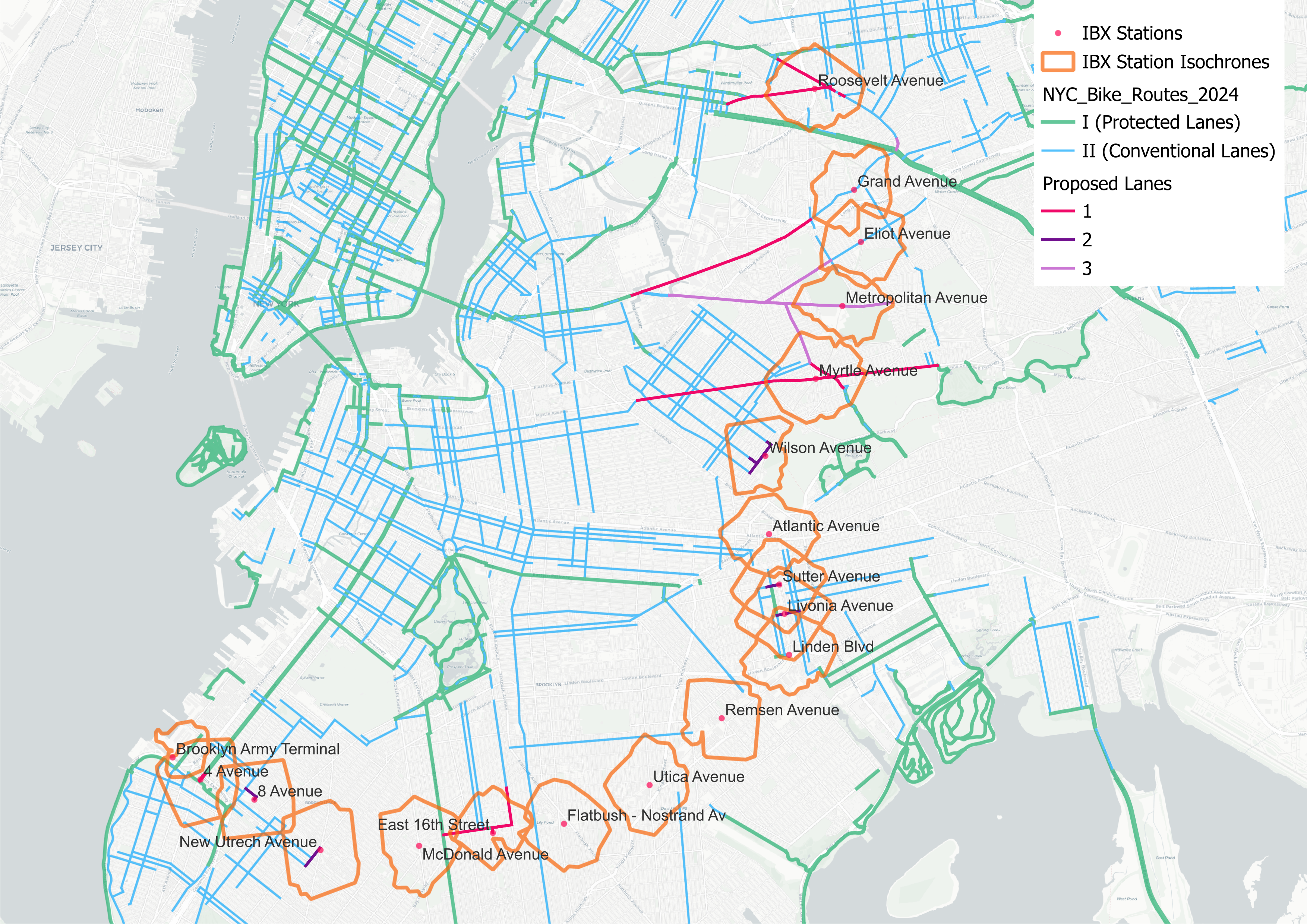 Figure 12: Proposed Bike Lanes and Tiers